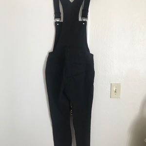 Black denim overalls